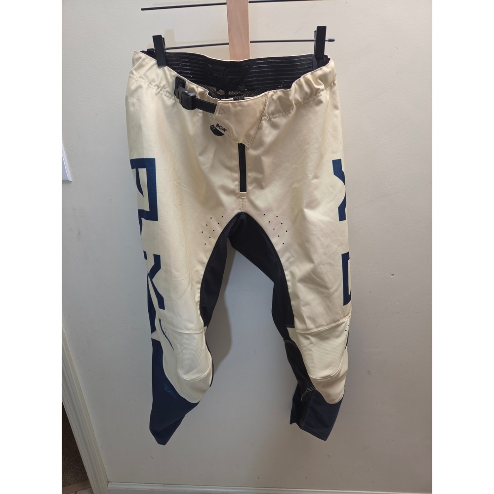 Fly Racing Kinetic Motocross Pants Tan Navy Blue BOA Fit System Mens Size 34